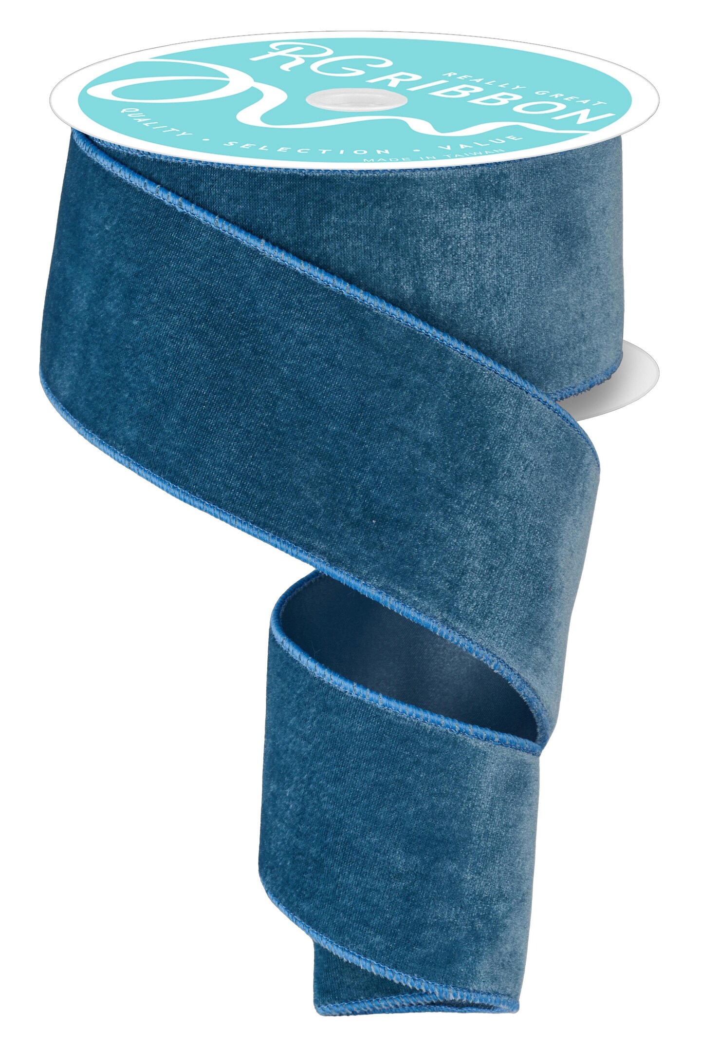 Fused Smoke Blue Velvet and Satin Double Sided Wired Ribbon for Bows ...