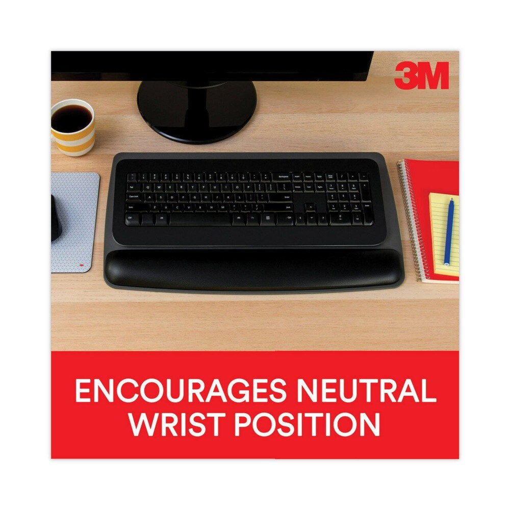 3M 19.6 in. x 10.6 in. Antimicrobial Gel Keyboard Wrist Rest Platform - Black/Gray/Silver