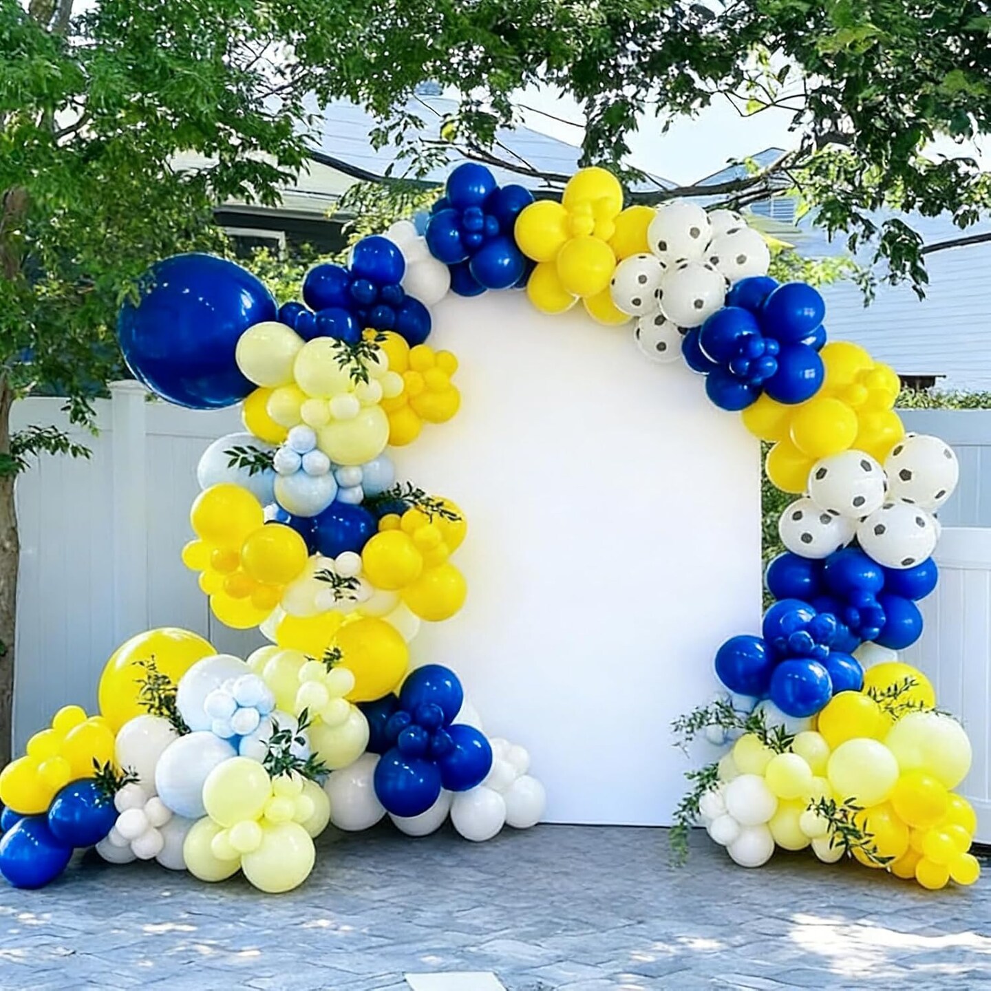 103PCS Blue Yellow Balloon Garland Arch Kit – Royal Blue, White & Yellow Balloons for Graduation 2026, Baby Shower, Birthday, Easter & Party Decorations
