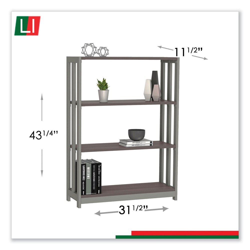 Linea Italia 31-1/2 in. x 11-5/8 in. x 43-1/4 in. Three-Shelf Trento Line Bookcase - Mocha