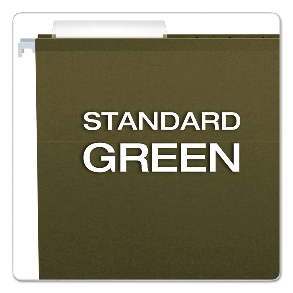 Pendaflex 1/3-Cut Tabs Legal Size Reinforced Hanging File Folders with Printable Tab Inserts - Standard Green (25/Box)