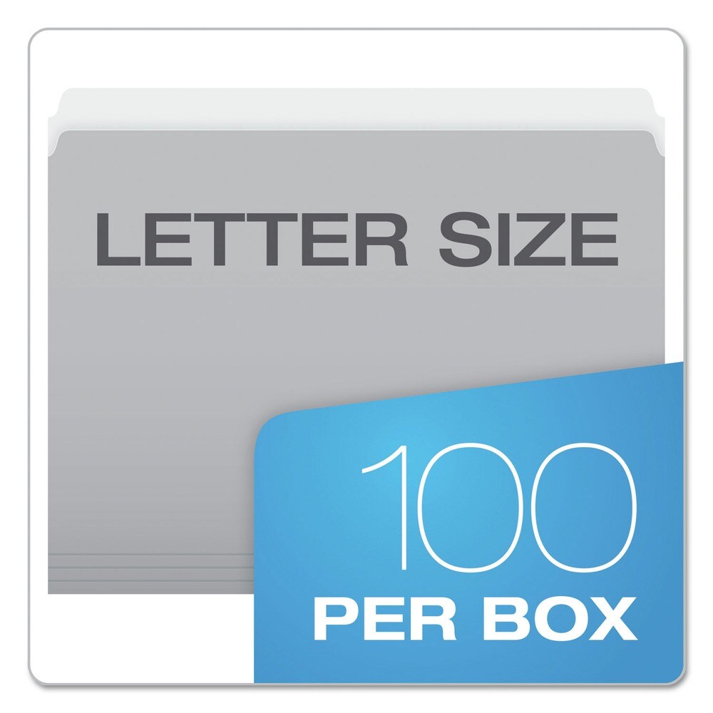 Pendaflex Letter Size Straight Tabs Colored File Folders - Gray/Light Gray (100/Box)