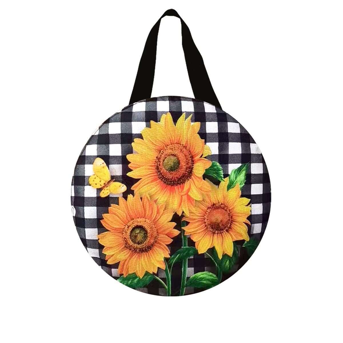 Checkered Sunflowers Burlap Door Hanger, Model: DEBL-DH01731 | Michaels