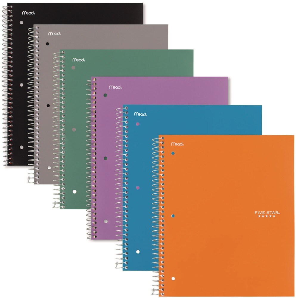 Five Star 11 in. x 8.5 in. 1-Subject Quadrille Rule Wirebound Notebook with 2 Pockets - Assorted Cover (100 Sheets)