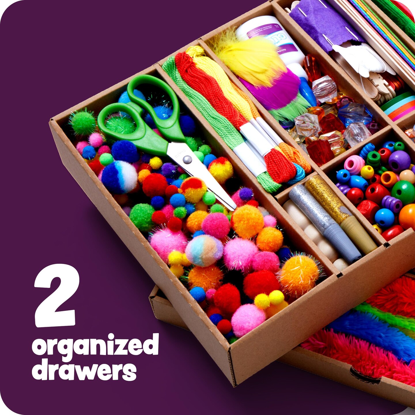 Arts and Crafts Vault - Craft Supplies Kit in a Box - Birthday Gift for Kids Ages 4 5 6 7 8 9 10 11 & 12 Year Old Girls & Boys - Crafting Set Kits - Gift Ideas for Kid Art Activity Gifts