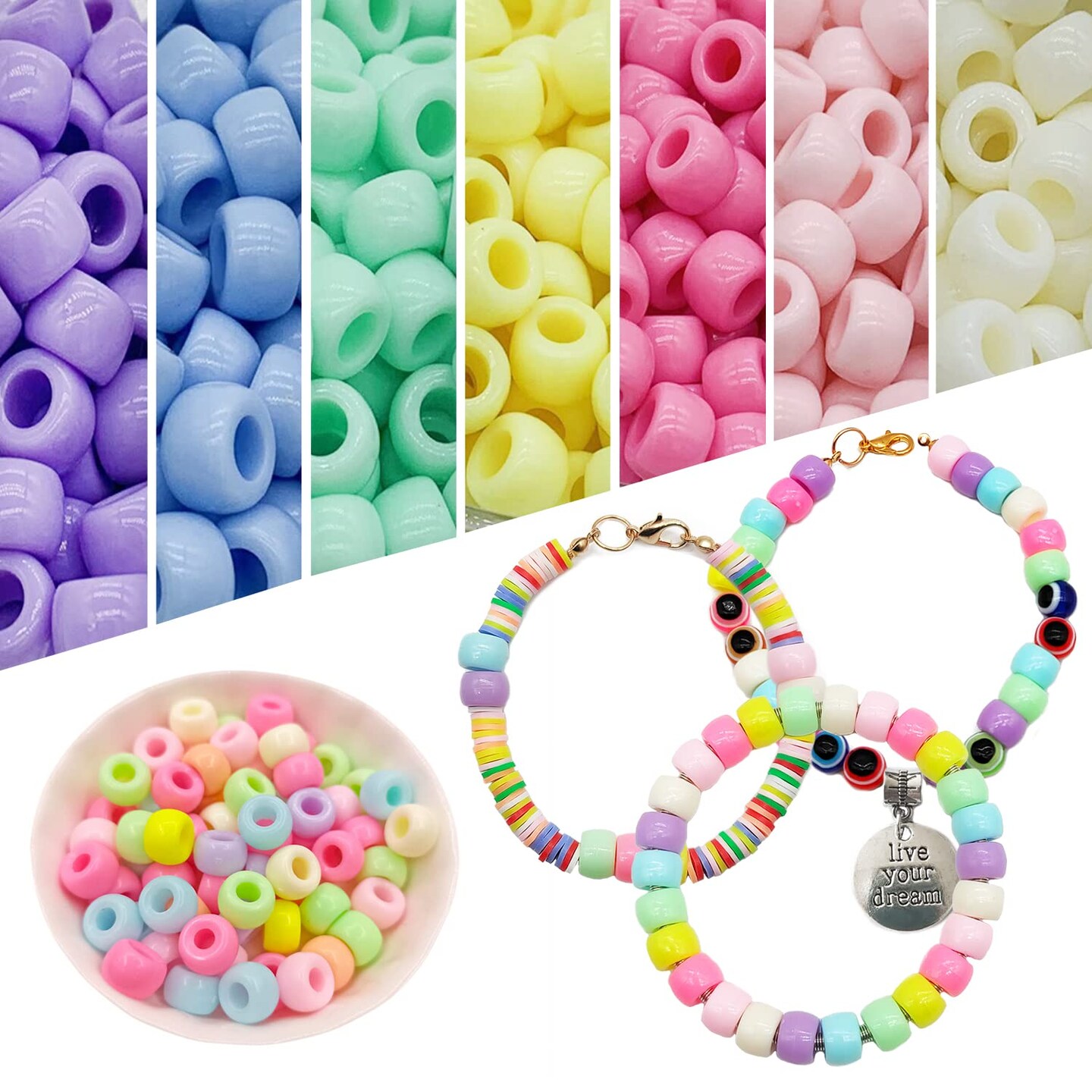 Bracelet Making Kit - 3000pcs Charm Jewelry Making Kit Supplies,Easter Basket Stuffers,Unicorn/Mermaid Crafts Birthday Gifts for Girls Ages 5 6 7 8 9 10 11 12 Years Old