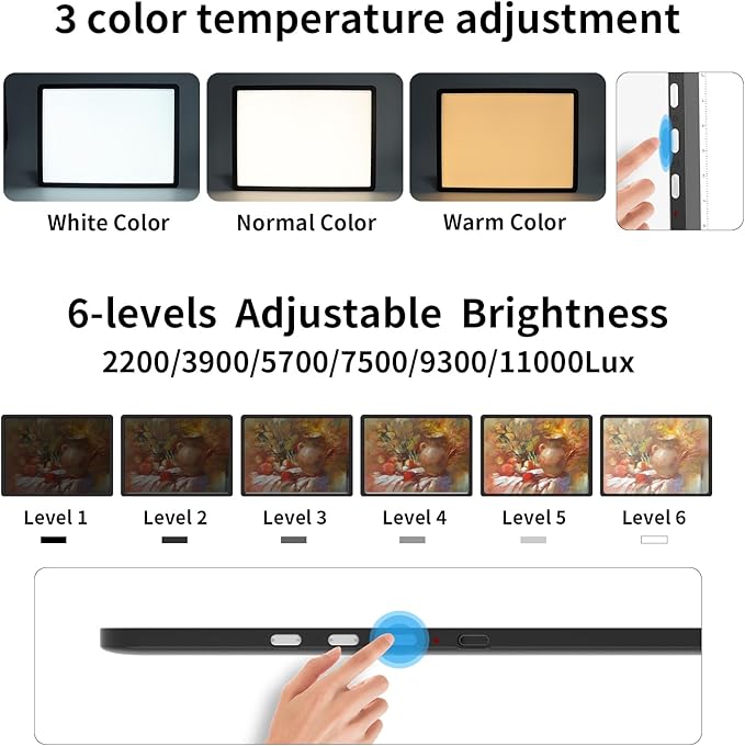 A4 Light Board for Diamond Painting, Super Bright Magnetic Light Pad with Side Buttons, Lightbox for Tracing and Drawing, Corded Light Table for Sketching, Animation, Weeding Vinyl (Black)