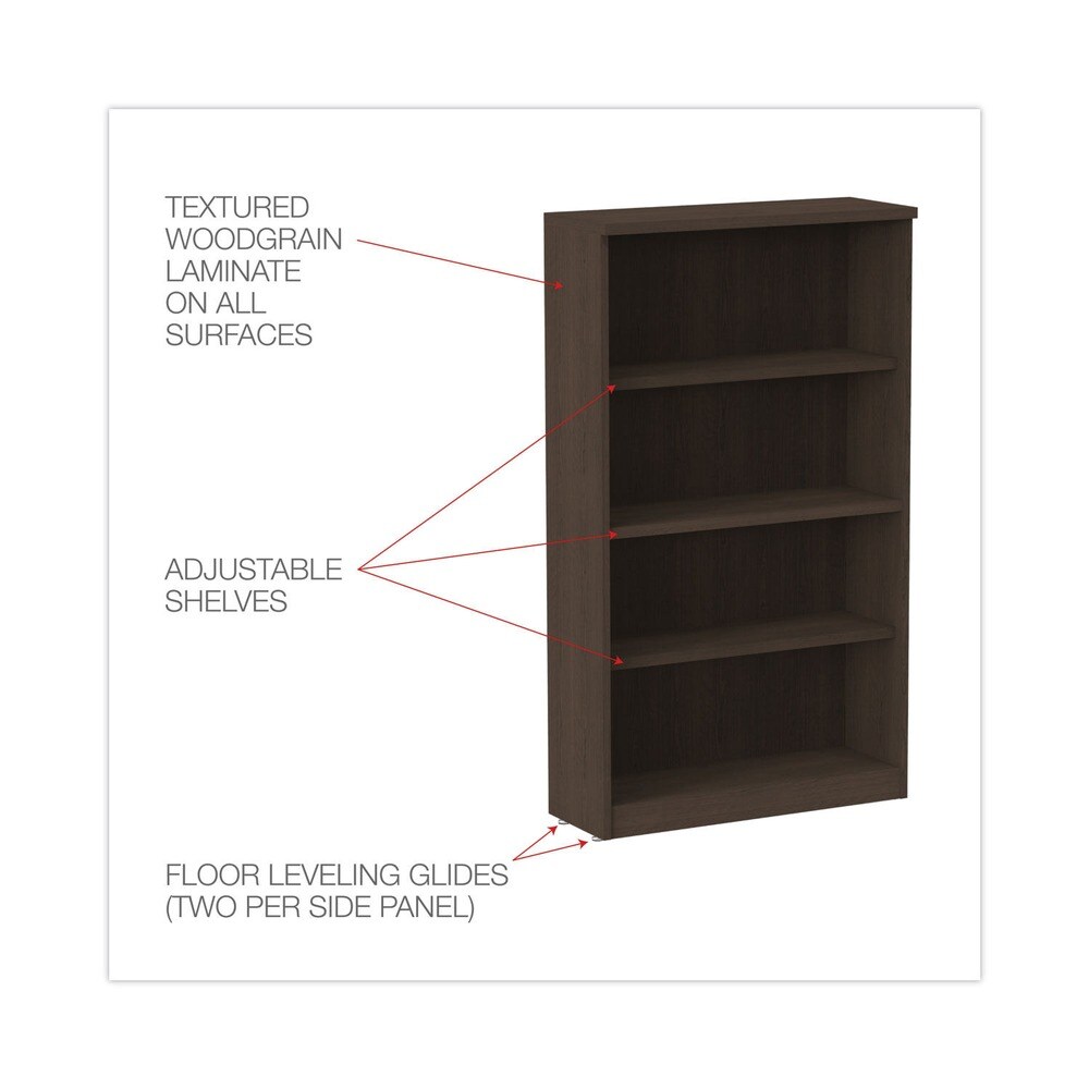 Alera 31.75 in. x 14 in. x 54.88 in. Valencia Series 4-Shelf Bookcase - Espresso