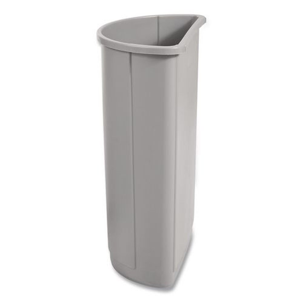Rubbermaid Commercial 21 Gallon Plastic Half-Round Untouchable Waste Container - Gray