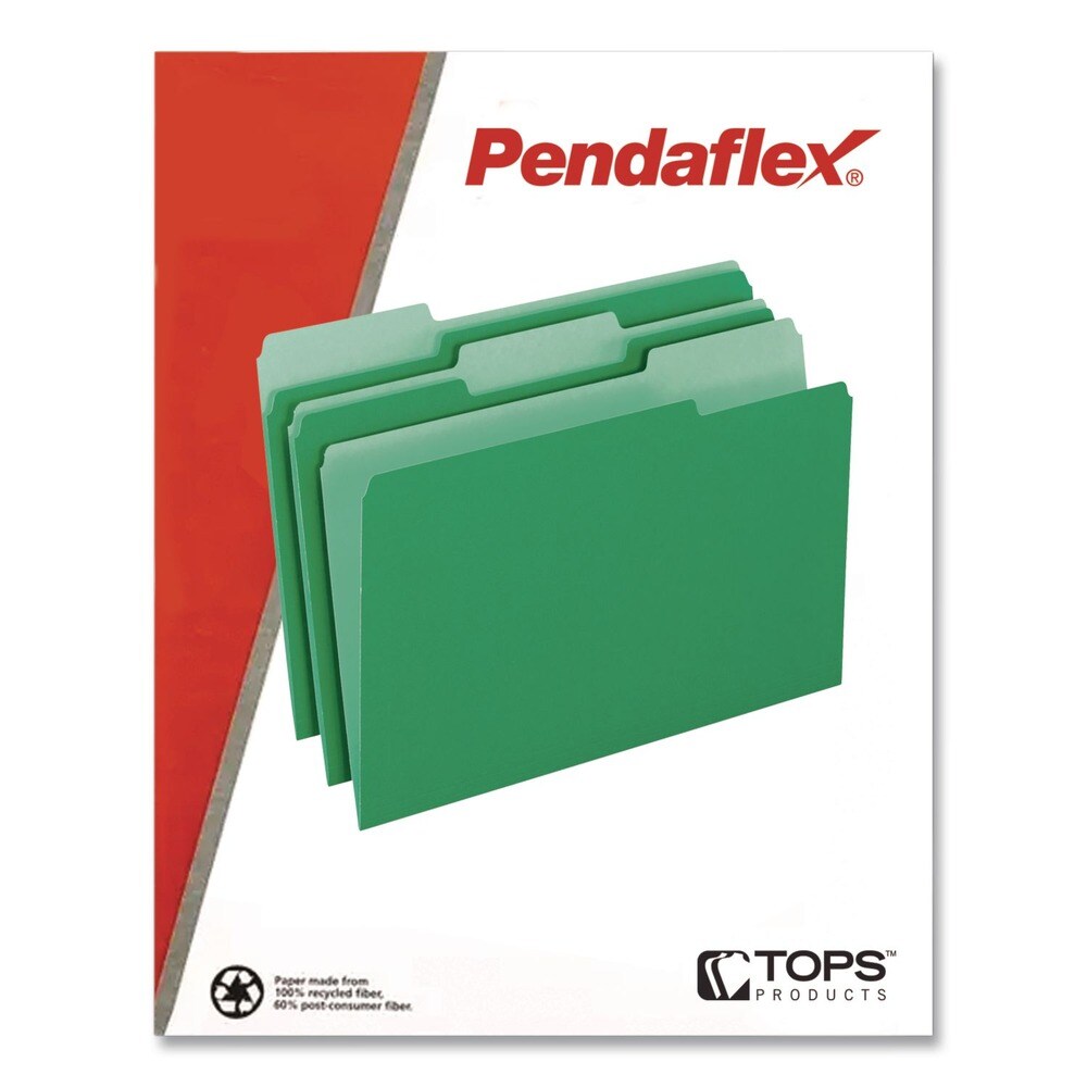 Pendaflex 1/3-Cut Tabs Assorted Legal Size Colored File Folders - Green/Light Green (100/Box)