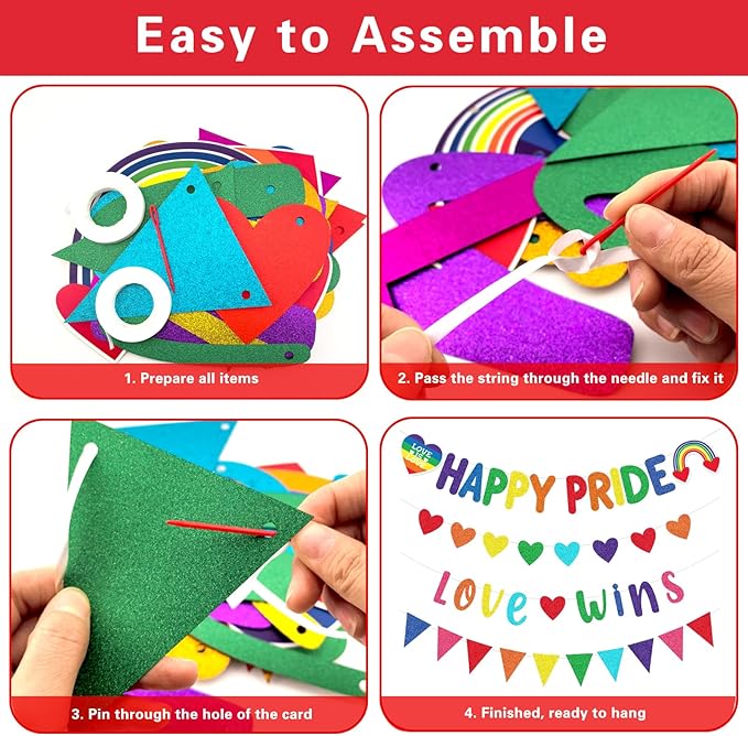 4 Pcs Happy Pride Banner Rainbow Pride Love Wins Banner Rainbow Flag Banner LGBTQ Banner Photography Happy Pride Wall Decor for Gay Pride Decoration Pride Month Decorations