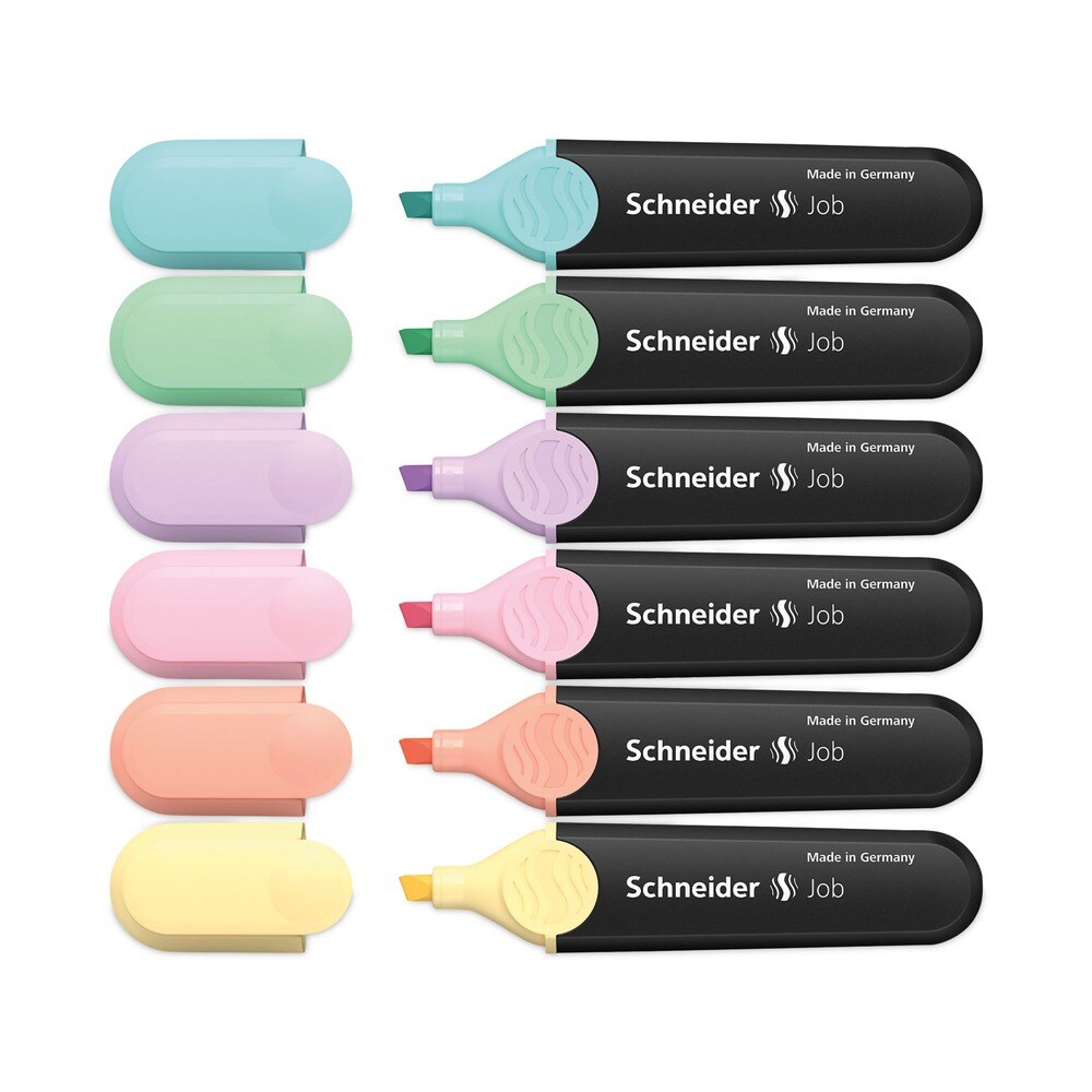 Schneider 1 millimeter/5 millimeter Chisel Tip Job Pastel Highlighters - Assorted Ink/Barrel Colors (6/Pack)