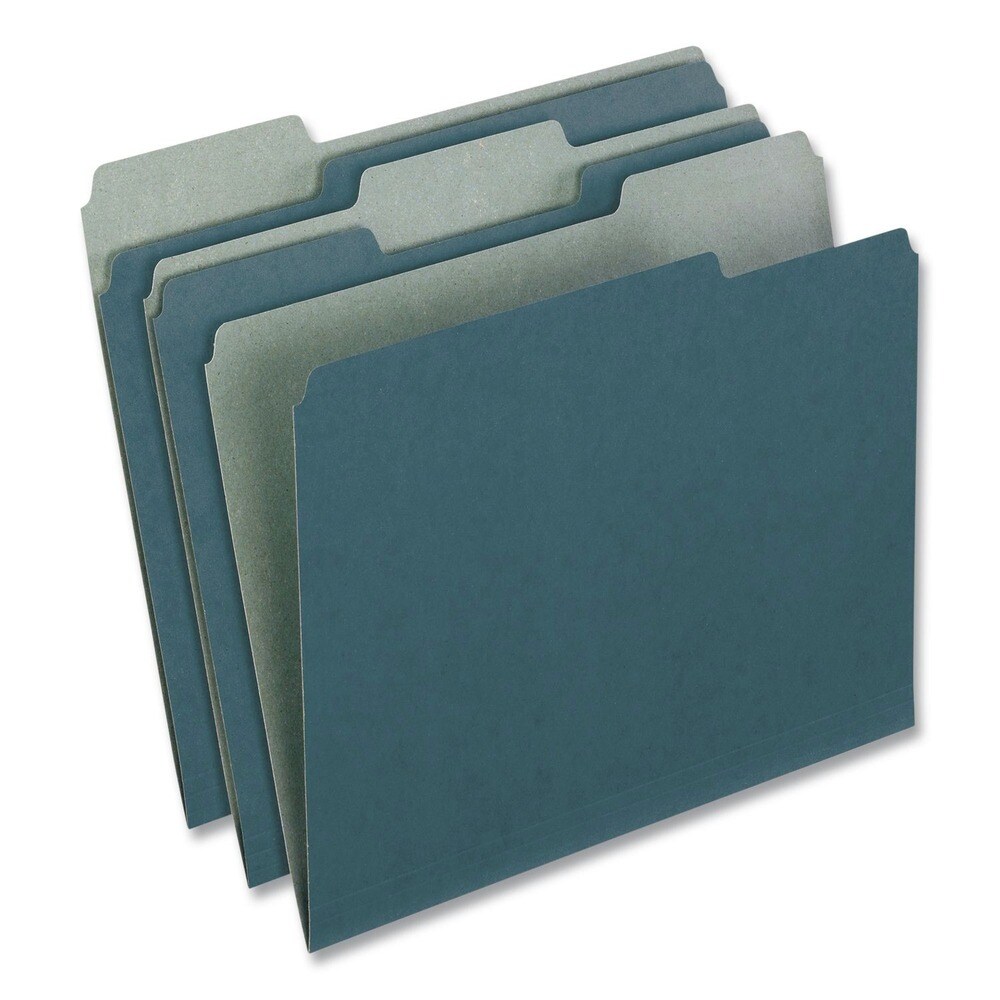 Pendaflex Earthwise by Pendaflex 1/3-Cut Tabs Assorted Letter Size 0.5 in. Expansion 100 percent Recycled Colored File Folders - Blue (100/Box)