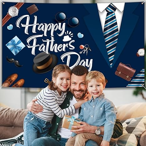 Happy Father's Day Backdrop, 72.8" X 43.3" Fathers Day Banner Backdrop Father's Day Photo Background for Fathers Day Party Decor Supplies