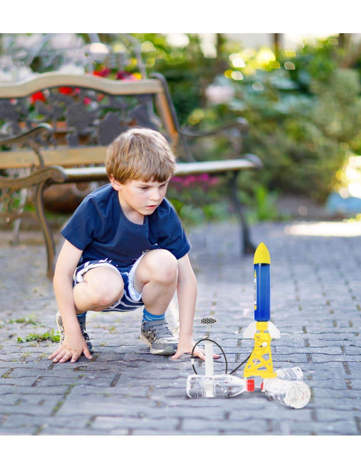 Outdoor Water Powered Rocket Physics Learning Set-with Tail, Body and Pump DIY Rocket Science Experiment Kit- Space STEM Outdoor Toys Gift for Kids,Teens, Boys & Girls