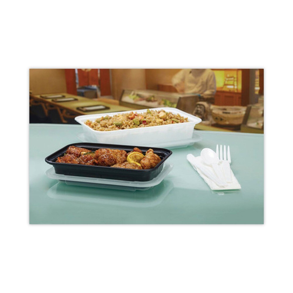Pactiv Corp. Newspring VERSAtainer 8.8 x 6 x 2.5 Base/Lid Combo Microwavable Containers - White/Clear (150/Carton)