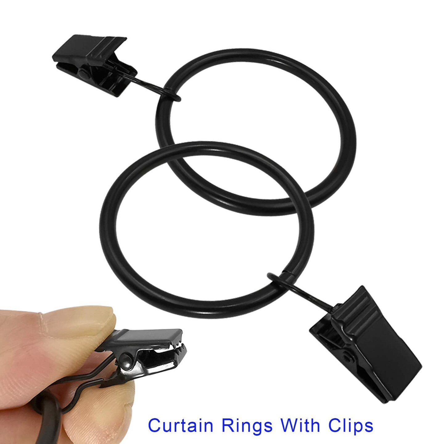40 Pack Metal Curtain Rings with Clips, Drapery Clips Hooks, Decorative Curtain Rod Clips 1.5 in Interior Diameter, Vintage Black