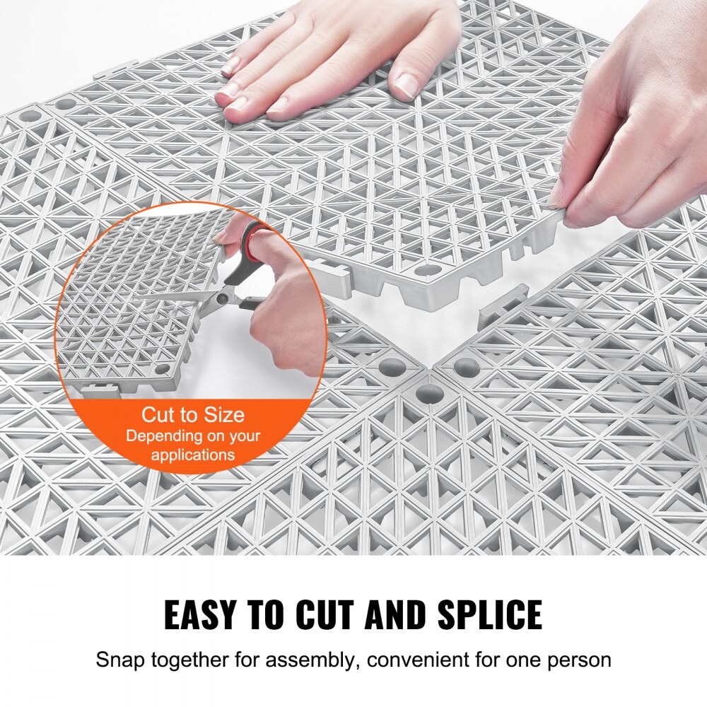 PVC Interlocking Floor Tiles, Non-Slip Drainage Tiles for Bathroom, Kitchen, Pool