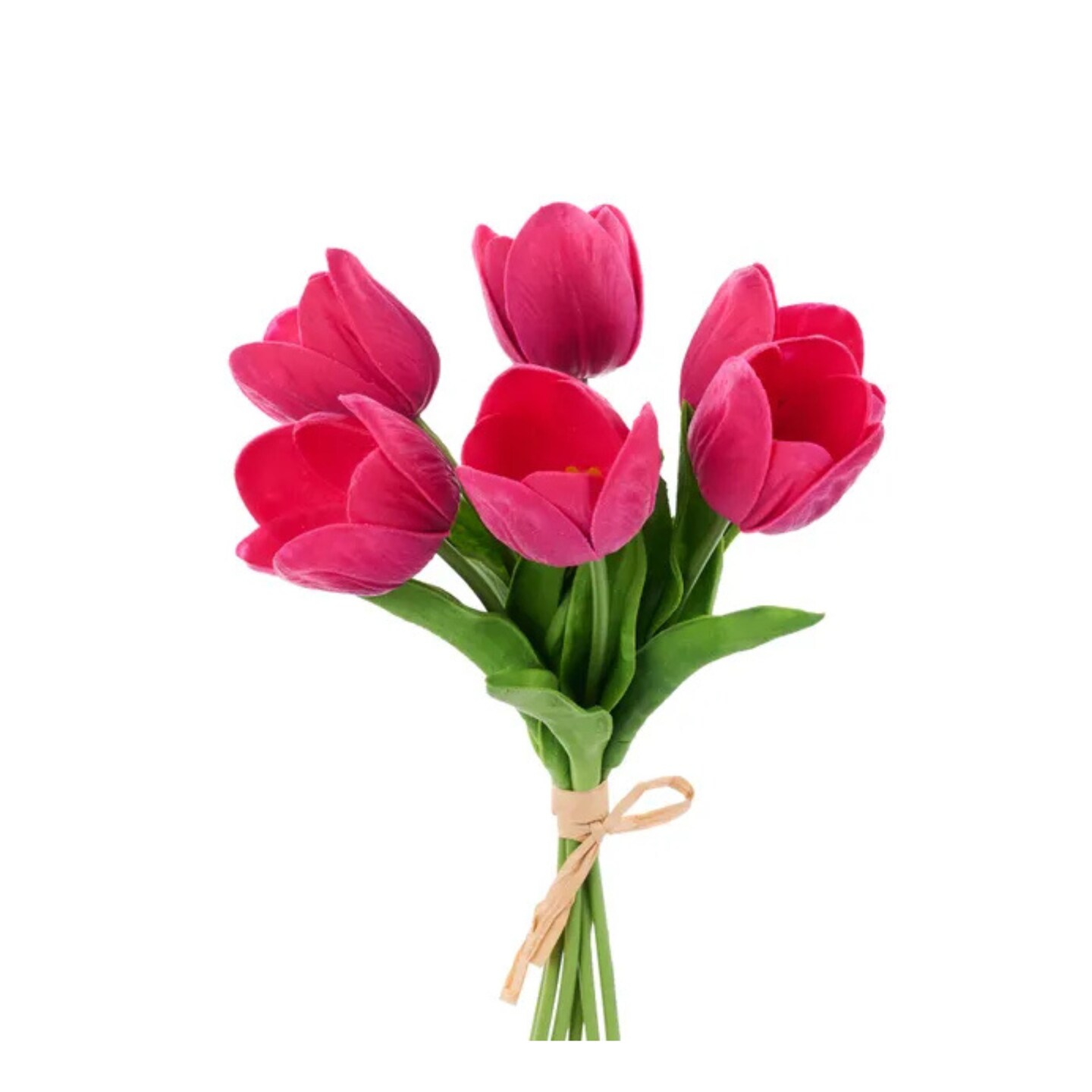 Dark Pink Artificial Tulip Bundle – Real Touch 6-Stem Spring Flowers-FN172432