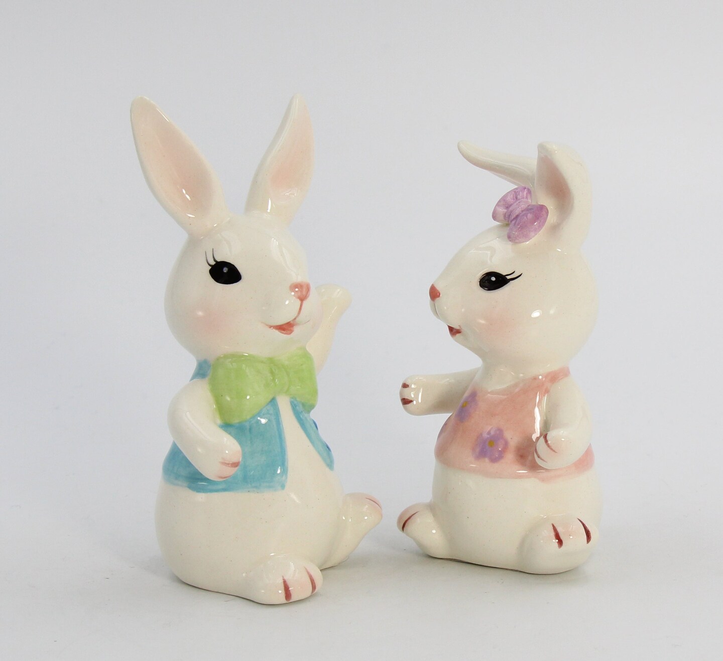 Ceramic Easter Bunny Rabbit Dancing Couple Salt and Pepper Shakers, Home Décor, Gift for Her, Gift for Mom, Kitchen Décor, Spring Décor