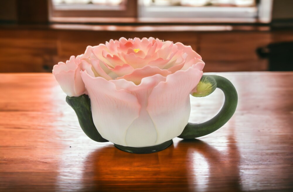 Ceramic Mini Peony Flower Teapot Figurine, Gift for Her, Gift for Mom, Kitchen Décor, Tea Party Décor, Café Décor, Spring Kitchen Decor