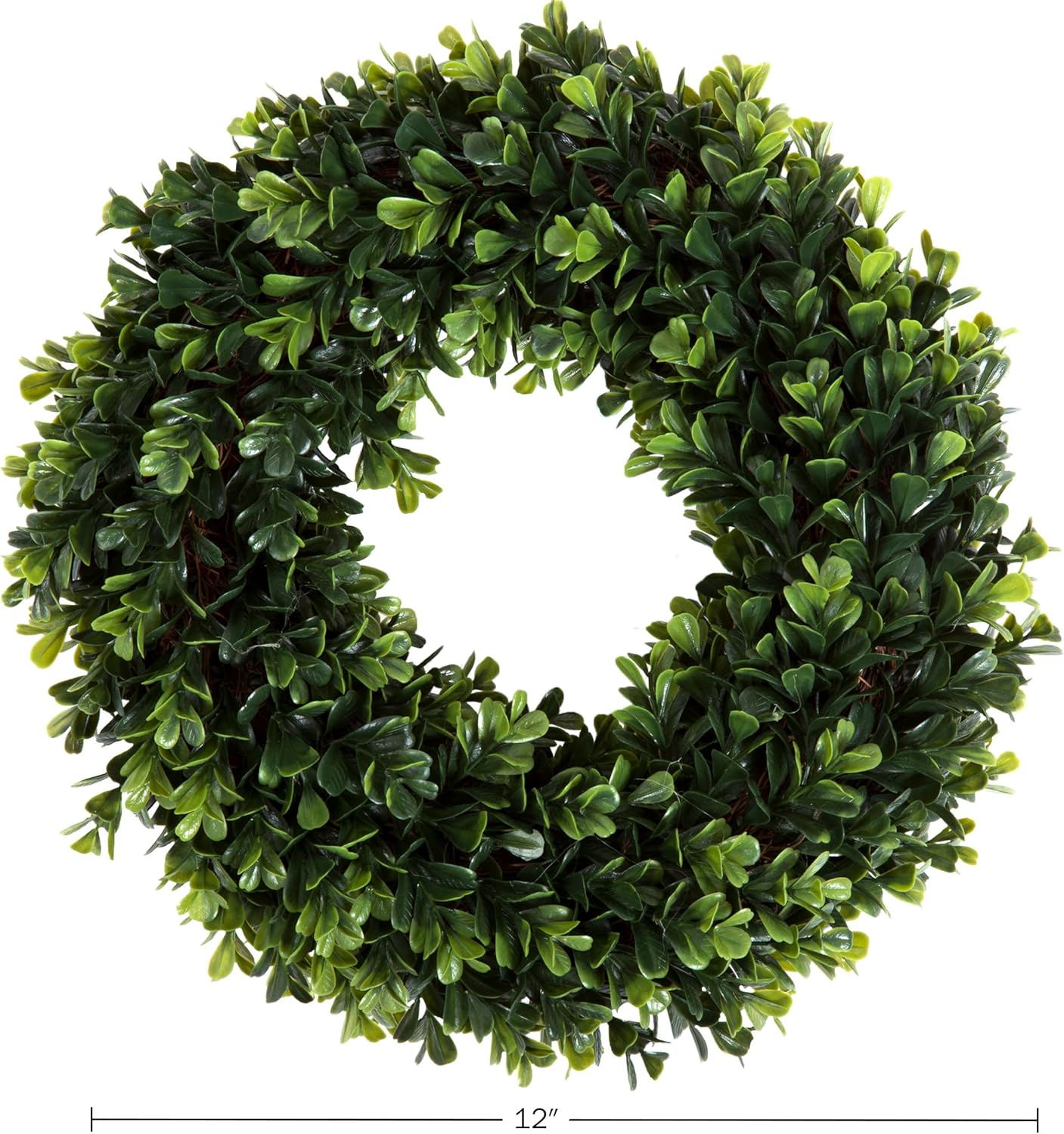 12-Inch Boxwood Wreath - Round UV Resistant Artificial Spring, Summer, Fall, or Winter Wreath - Indoor/Outdoor Wreaths for Front Door