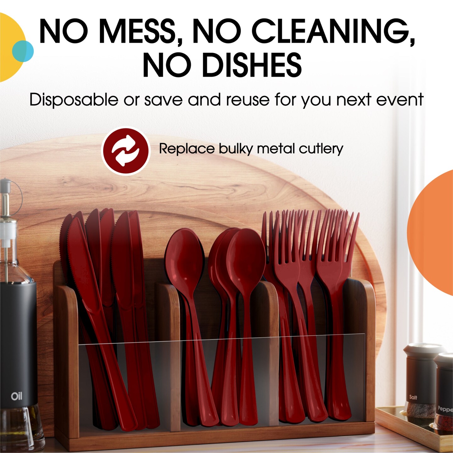 Party Solids 100 Pcs Disposable Utensils – Heavy Duty Plastic Cutlery Set – Premium Plastic Forks, Spoons or Knives for Parties, Events, Catering & Tableware Supplies by Exquisite