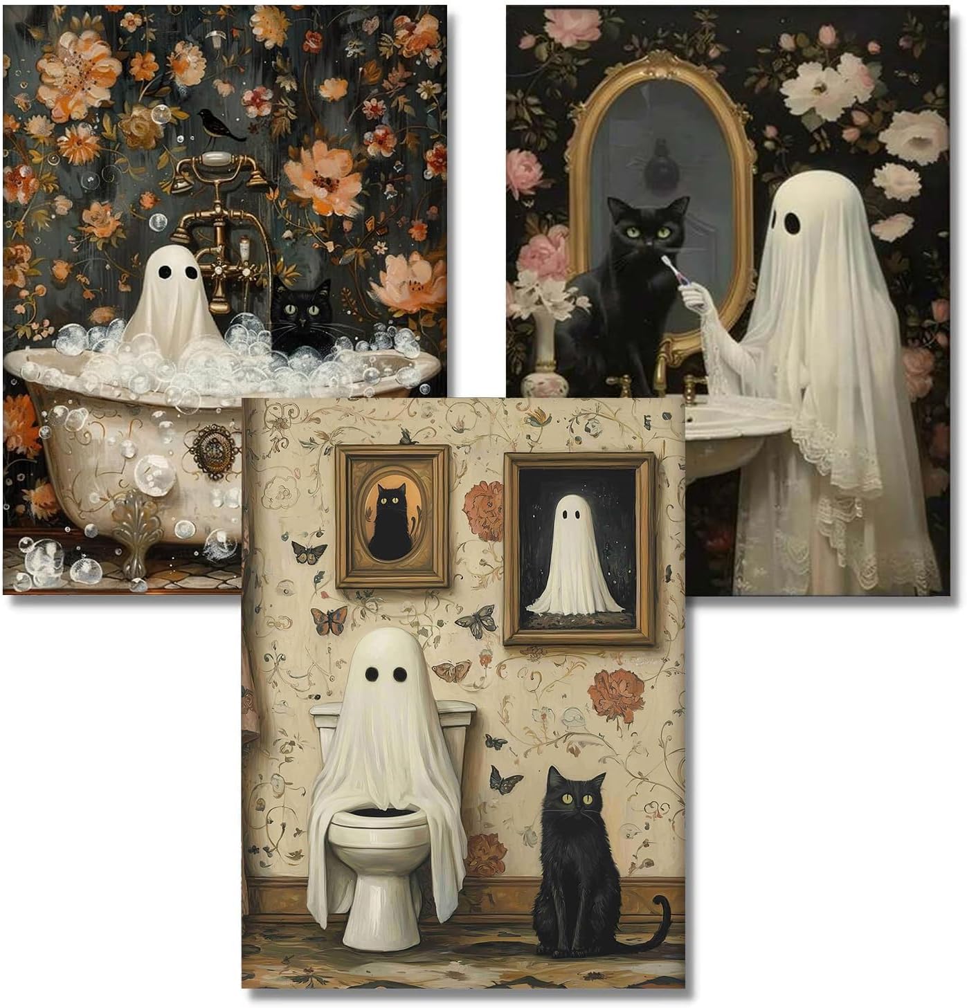 3 Pack 5D Halloween Ghost DIY Diamond Painting Kits (12x16inch)