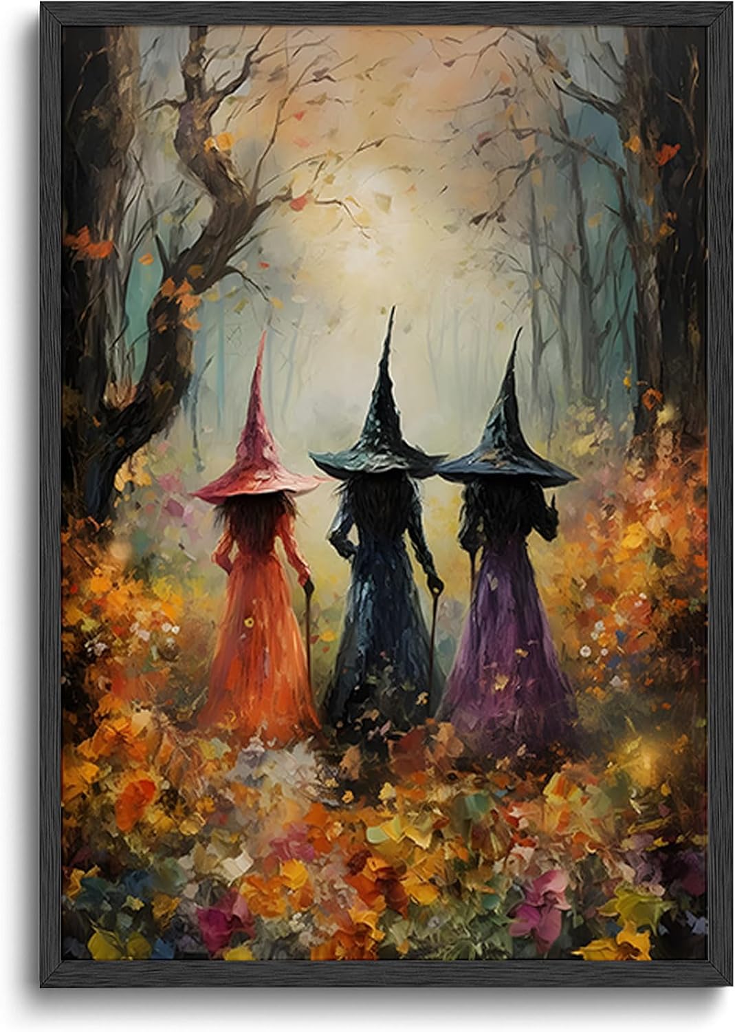 Halloween Vintage Witchy Wall Art – Creepy Gothic Dark Academia Canvas Prints, Moody Victorian Witch Decor for Bedroom & Bathroom, Witchcore Aesthetic Artwork (12x16, Unframed)