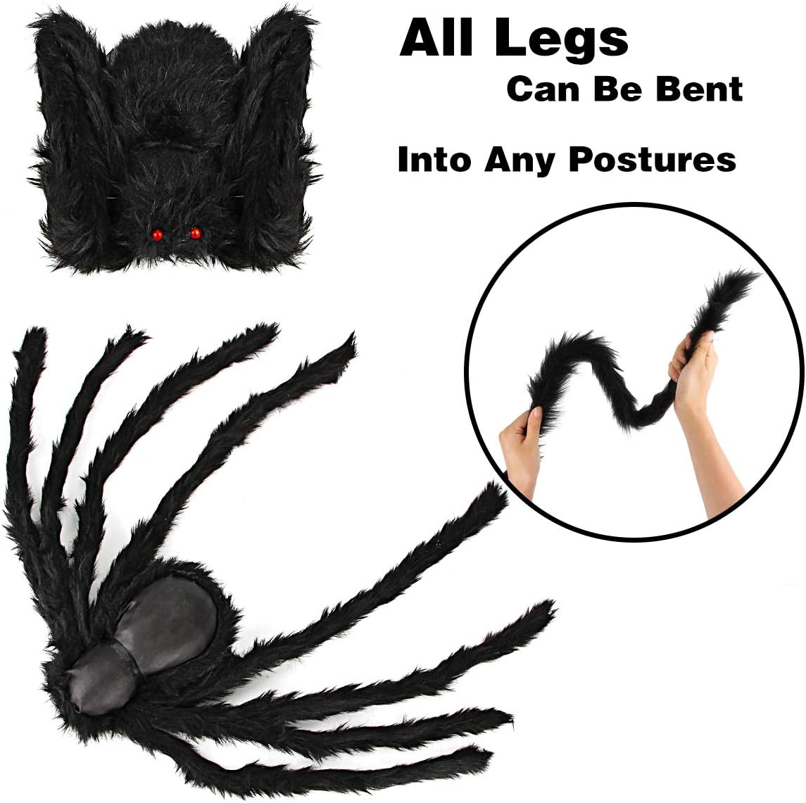 Halloween Spider Decorations, 6 Pcs Realistic Hairy Spiders Set(6 Different Sizes)