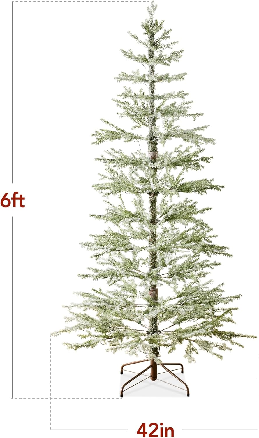 Sparse Flocked Christmas Tree Aspen Noble Fir with 2-in-1 LED Lights, 880 Tips &#x26; Metal Stand for Holiday Decor