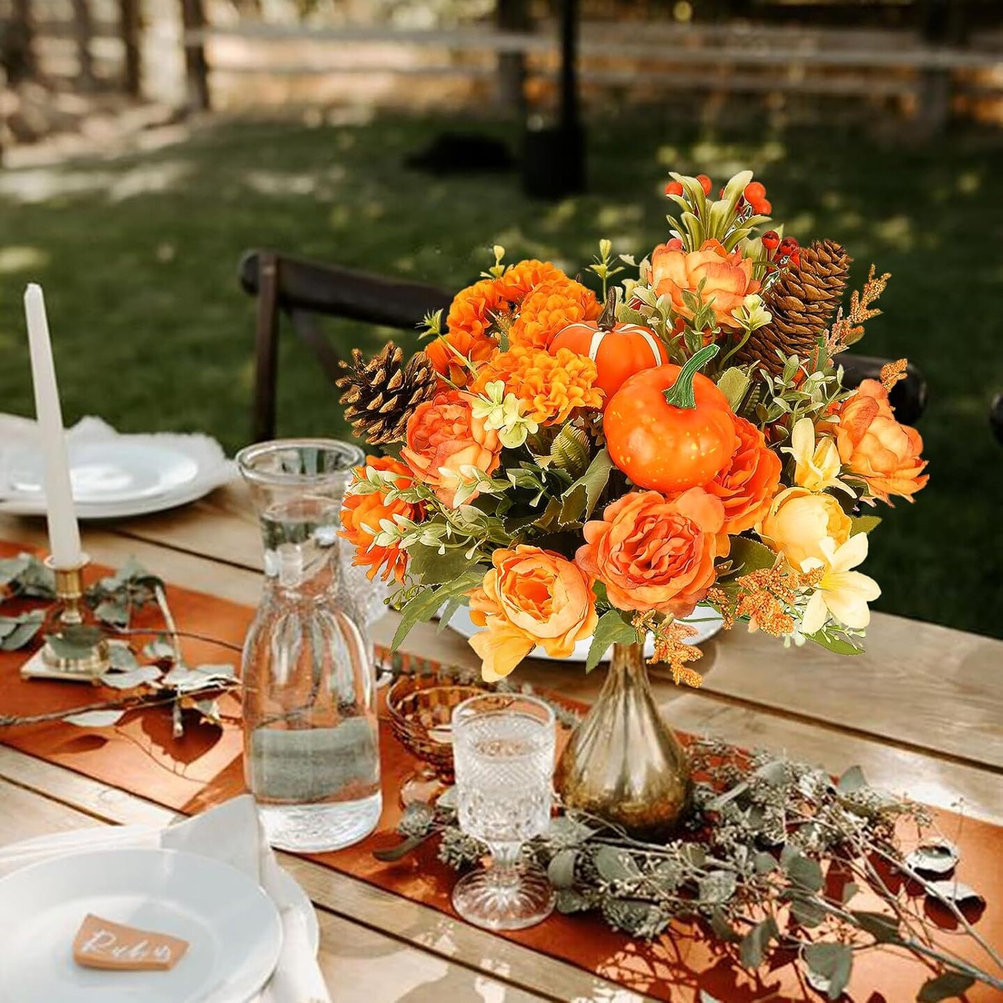 10PCS Artificial Fall Flowers - Orange
