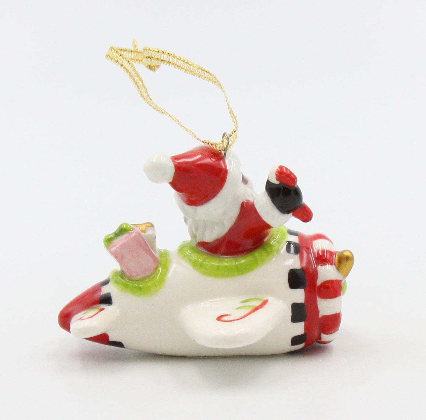 Ceramic African American Santa Flying Airplane Ornament, Gift for Pilot, Home D&#xE9;cor, Gift for Her, Mom, Kitchen D&#xE9;cor, Christmas D&#xE9;cor