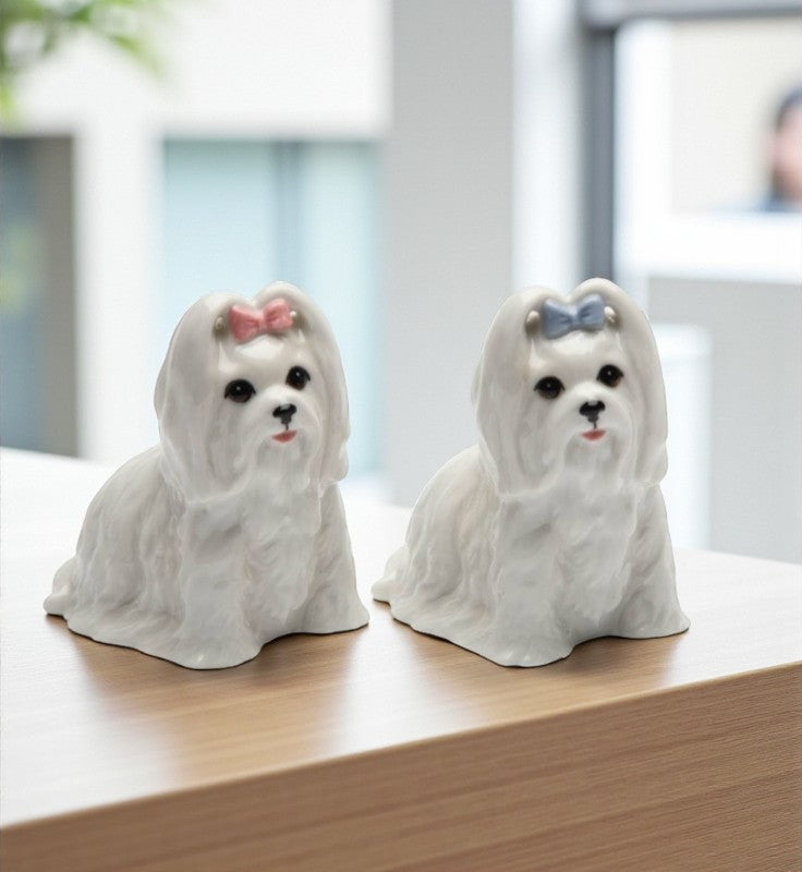 Ceramic Maltese Dog Salt & Pepper Shakers, Home Décor, Gift for Her, Gift for Mom, Kitchen Décor, Dog Lover Gift, Pet Loss Gift