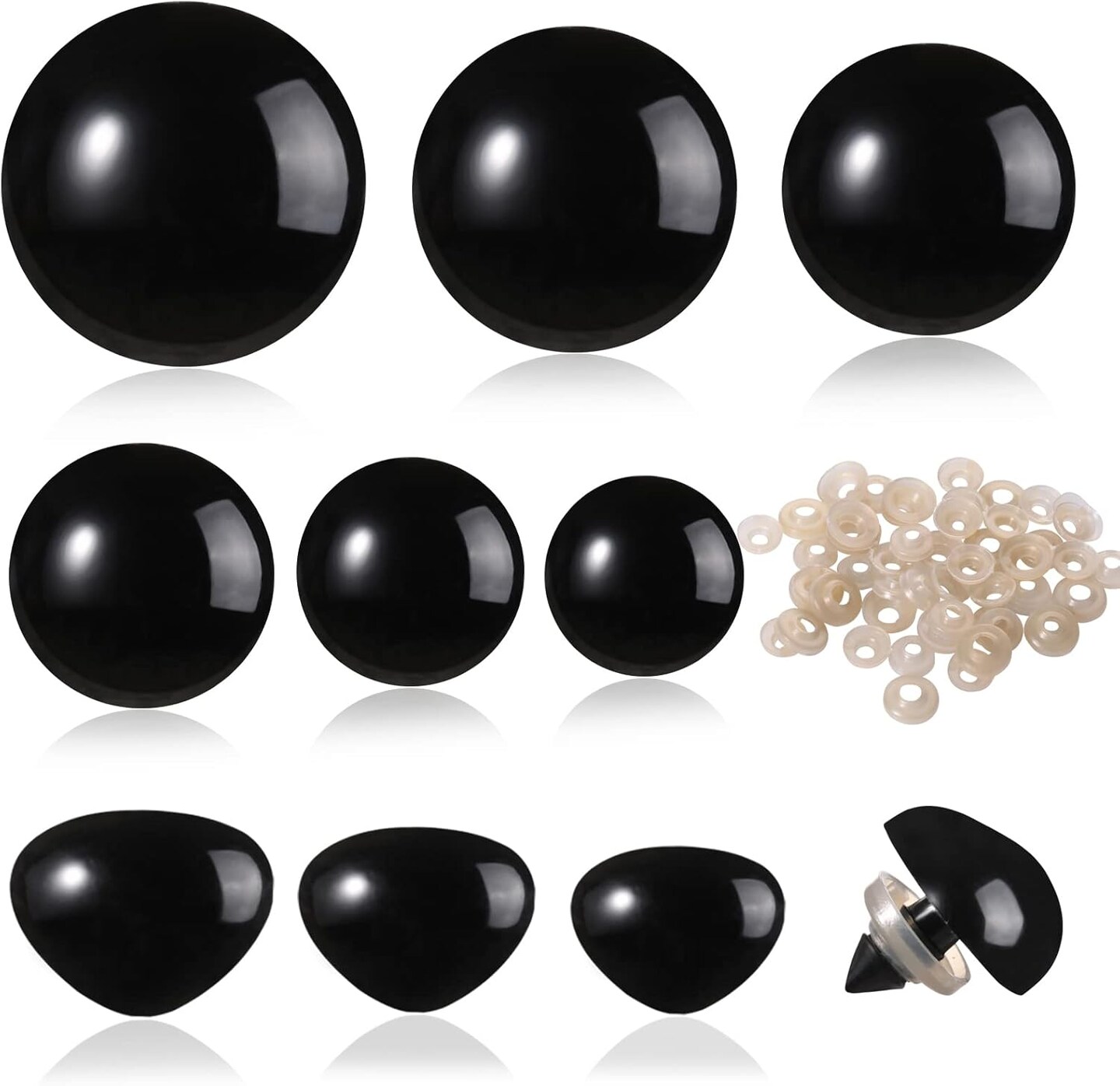 360 Pcs Large Plastic Safety Eyes and Noses 12-30mm