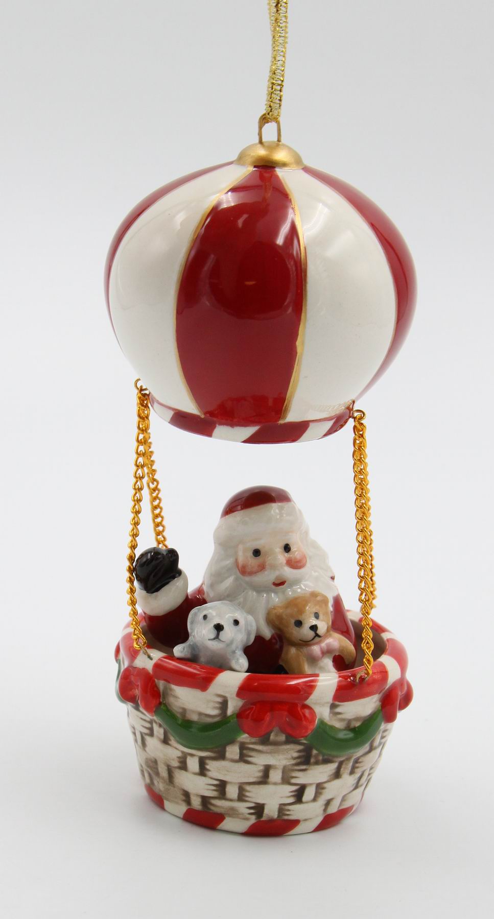 Ceramic Santa in Hot Air Balloon Ornament, Home D&#xE9;cor, Gift for Her, Gift for Mom, Kitchen D&#xE9;cor, Christmas D&#xE9;cor