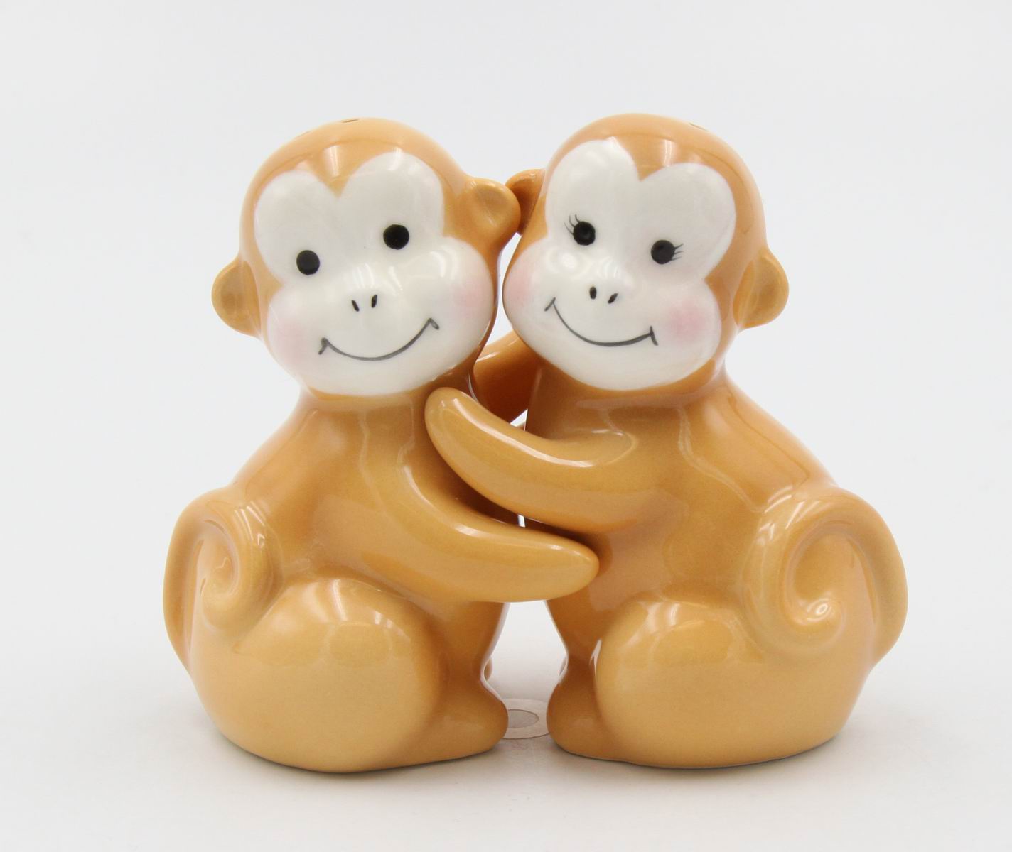 Ceramic Brown Monkey Salt And Pepper Shakers, Home Décor, Gift for Her, Gift for Mom, Kitchen Décor