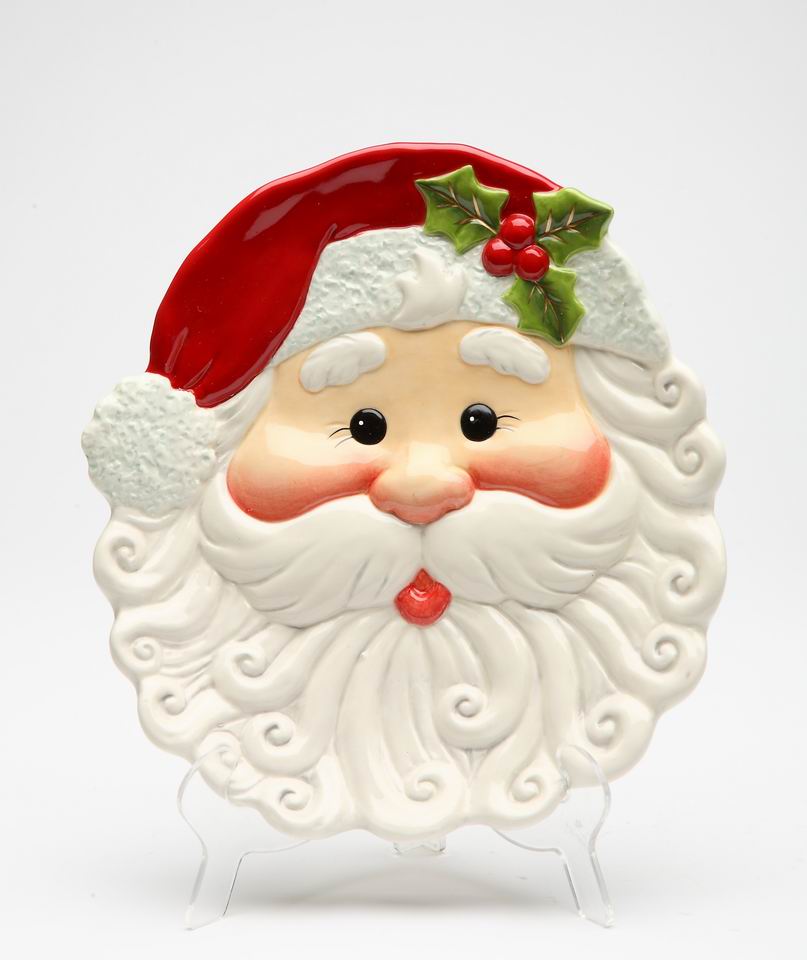 Christmas Hand Painted Ceramic Santa Claus Decor Plate, Home D&#xE9;cor, Gift for Her, Gift for Mom, Kitchen D&#xE9;cor, Christmas D&#xE9;cor