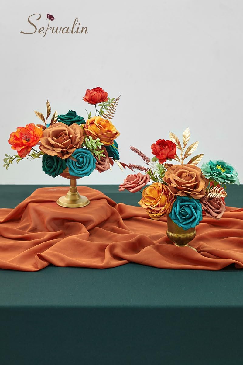 Artificial Fall Floral - Athens Orange Teal Blue