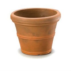 Brown Poly Resin Round Planter Pot with Drainage for Indoor Outdoor