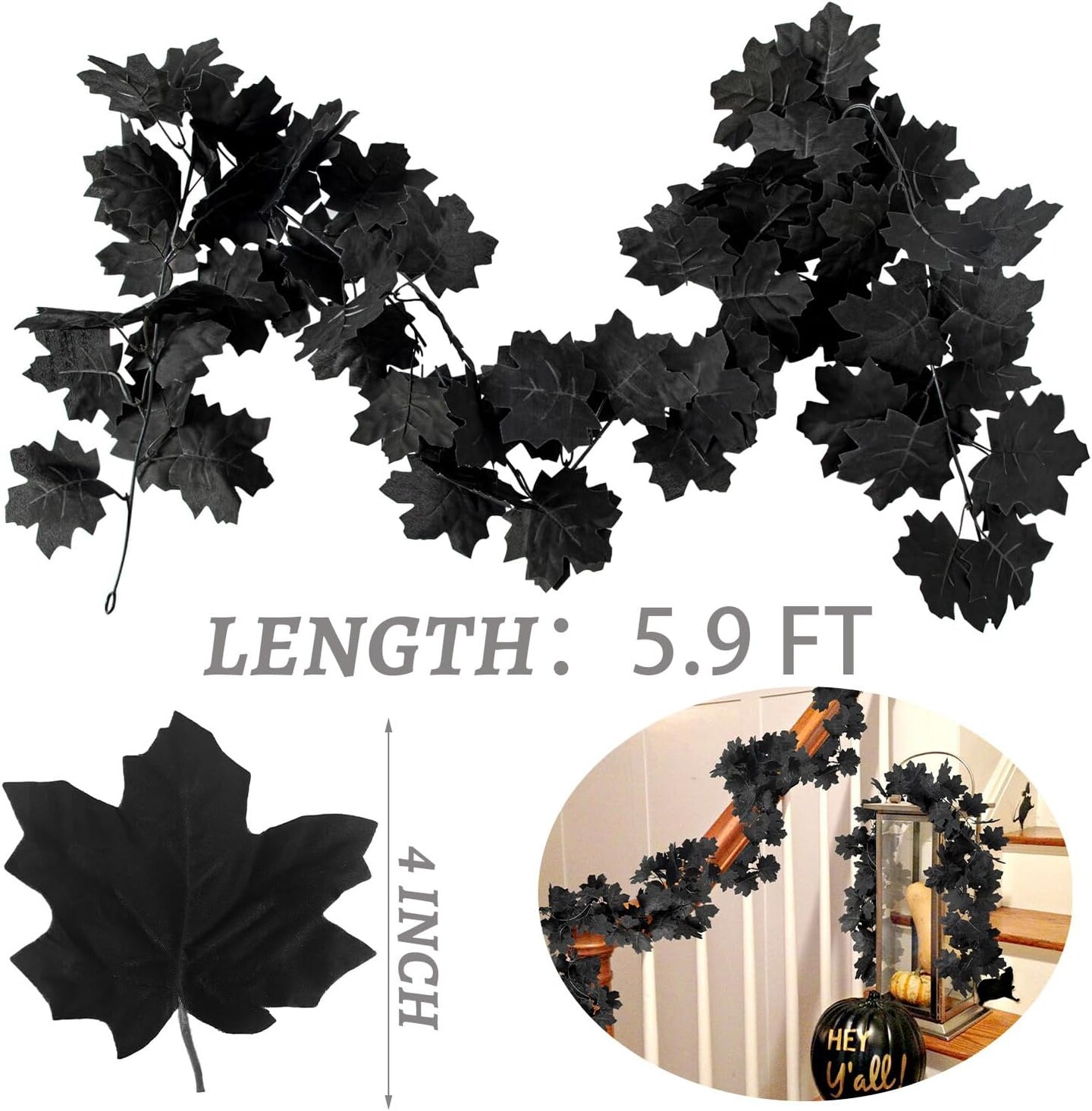 4PCS Halloween Artificial Hanging Fall Leave Maple Vines (23.6FT)