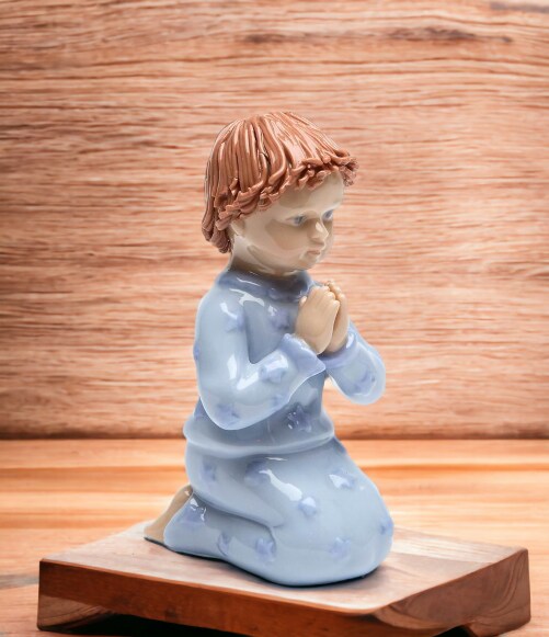 Ceramic Praying Boy Figurine, Religious D&#xE9;cor, Religious Gift, Church D&#xE9;cor, Church Gift, Baptism Gift