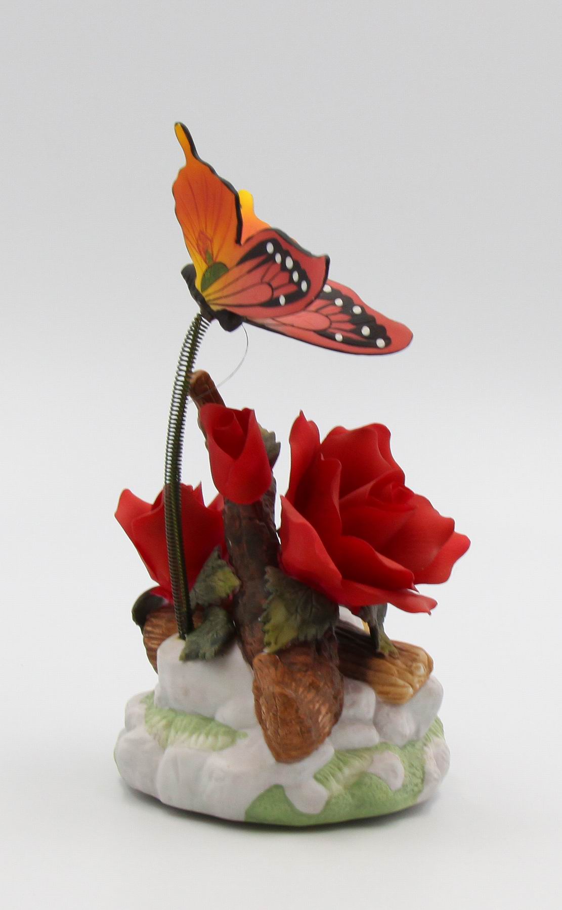 Ceramic Red Rose with Butterfly Figurine, Home Décor, Gift for Her, Gift for Mom, Nature Lover Gift