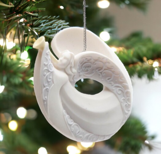 Ceramic Angel Ornament Playing Horn, Home D&#xE9;cor, Religious D&#xE9;cor, Religious Gift, Church D&#xE9;cor, Baptism Gift