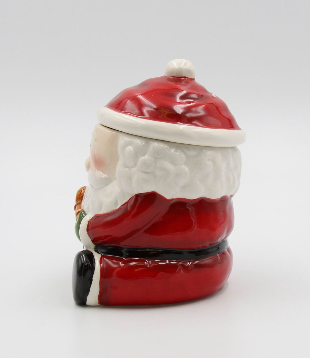 Ceramic Santa With Gingerbread Man Candy Jar, Home D&#xE9;cor, Gift for Her, Gift for Mom, Kitchen D&#xE9;cor, Christmas D&#xE9;cor