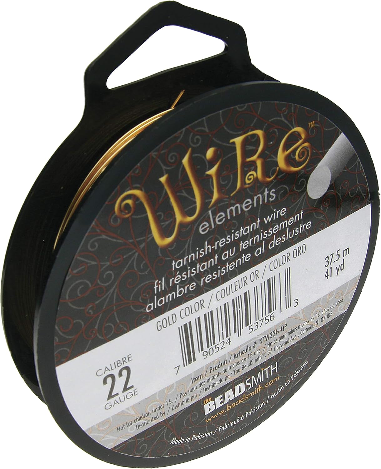 The Beadsmith Wire Elements 20-Gauge Lacquered Tarnish-Resistant Copper Wire for Jewelry Making, 26 Yard, 23.77 Meter, ¼ Pound Spool (Gold Color)