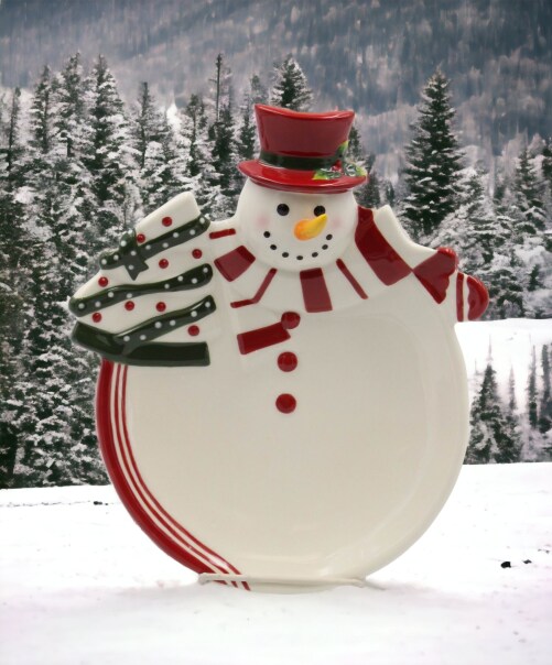 Ceramic Snowman Plate, Home D&#xE9;cor, Gift for Her, Gift for Mom, Kitchen D&#xE9;cor, Christmas D&#xE9;cor