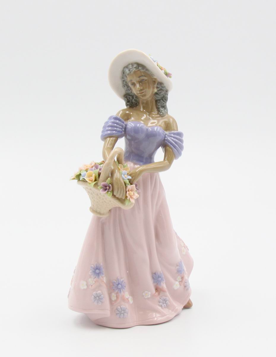 Ceramic African American Lady With Flower Basket Figurine, Home Décor, Gift for Her, Gift for Mom