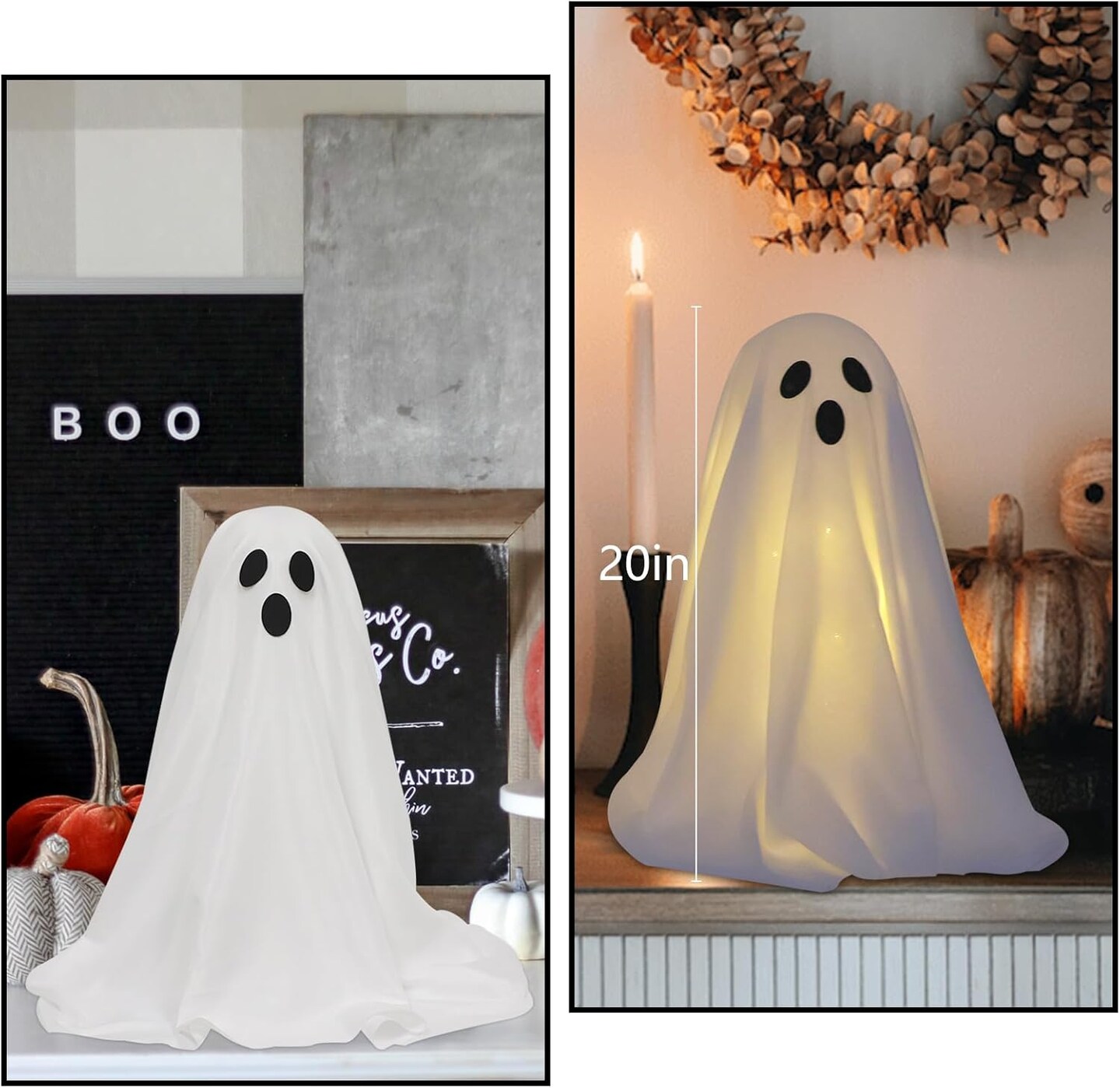 2 Packs Spooky Ghost Decor with String Lights