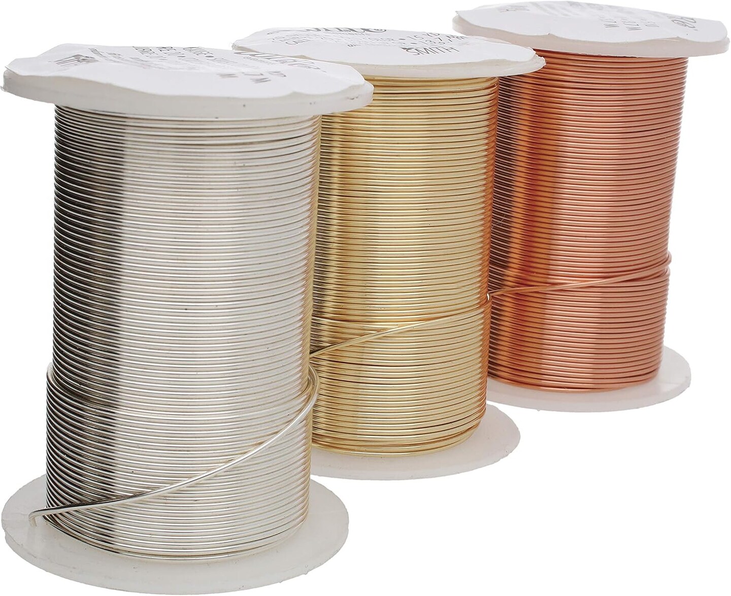 The Beadsmith Wire Elements 28-Gauge Lacquered Tarnish-Resistant Copper Wire for Jewelry Making, 4-40 Yard, 36.58 Meter Spools (Gold, Silver, &#x26; Copper Color)